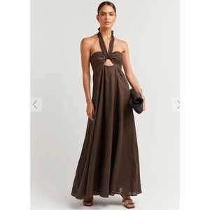 DISSH- VERDES DARK CHOCOLATE LINEN DRESS - 10 / CHOCOLATE - NWOT